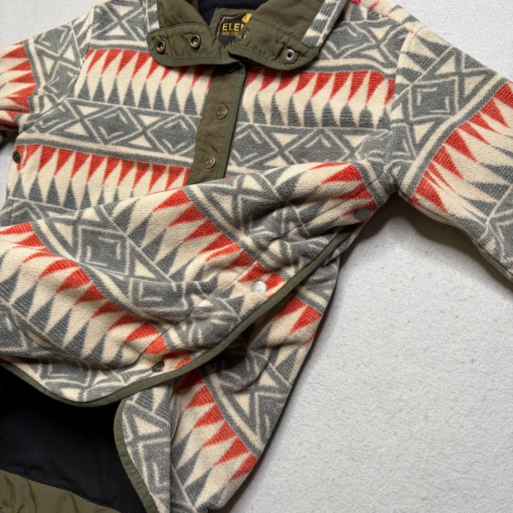 Element Fleece Pullover Women XS Grey Red Aztec Wolfeboro Snap Neck Geometric - Picture 5 of 12